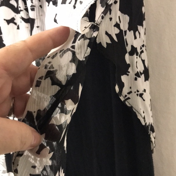 Ab Studio Women’s Layered Tunic Top Size M Black White Sheer Asymmetric Overlay - Picture 6 of 11
